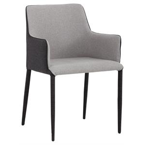 Sunpan Renee 19&quot Modern Fabric and Steel Dining Armchair in Gray