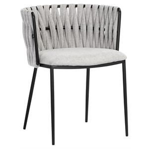 Sunpan Sarai 18.5&quot Modern Fabric and Steel Dining Armchair in Heather Gray