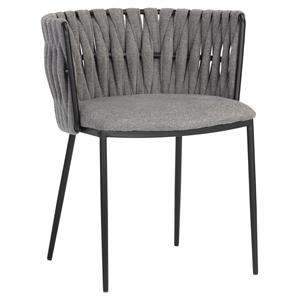 Sunpan Sarai 18.5&quot Modern Fabric and Steel Dining Armchair in Koala Gray