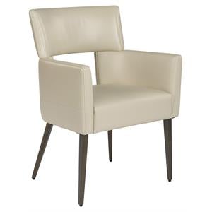Sunpan Amerie 19.25&quot Contemporary Faux Leather Dining Armchair in Cream