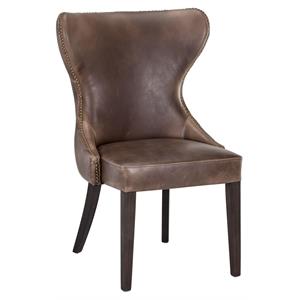Sunpan Ariana 19&quot Transitional Faux Leather Dining Chair in Havana Dark Brown
