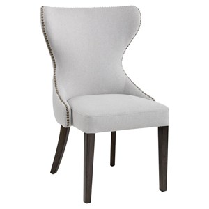 Sunpan Ariana 19&quot Transitional Fabric and Solid Wood Dining Chair in Light Gray