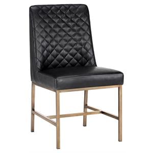Sunpan Leighland 19&quot Faux Leather Dining Chair in Coal Black (Set of 2)