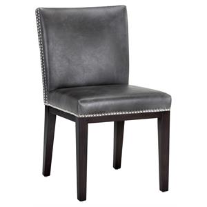 Sunpan Vintage 18&quot Modern Faux Leather Dining Chair in Overcast Gray (Set of 2)