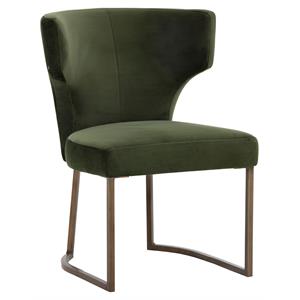 Sunpan Yorkville 19&quot Modern Fabric and Stainless Steel Dining Chair in Green