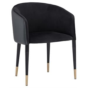 Sunpan Asher 18.5&quot Modern Faux Leather and Fabric Dining Armchair in Black