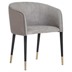 Sunpan Asher 18.5&quot Modern Faux Leather and Fabric Dining Armchair in Gray/Black