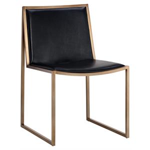 Sunpan Blair 17&quot Modern Bonded Leather Dining Chair in Black (Set of 2)