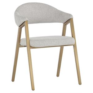 Sunpan Burgos 18.5&quot Modern Fabric and Stainless Steel Dining Armchair in Gray