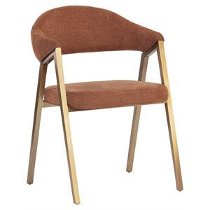 Sunpan Burgos 18.5&quot Modern Fabric and Stainless Steel Dining Armchair in Orange
