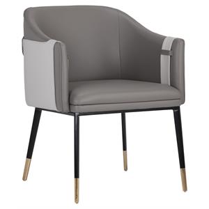 Sunpan Carter 19&quot Modern Faux Leather Dining Armchair in Stone