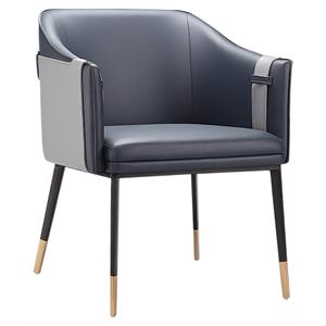 Sunpan Carter 19&quot Modern Faux Leather Dining Armchair in Blue