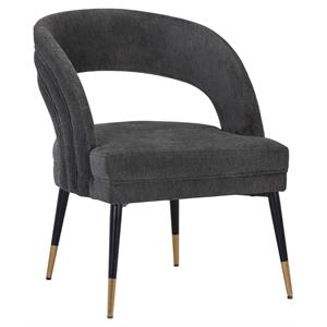 Sunpan Cassidy 17&quot Modern Fabric and Wood Dining Armchair in Kohl Gray