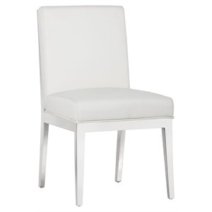 Sunpan Sofia 18.5&quot Transitional Faux Leather Dining Chair in White (Set of 2)