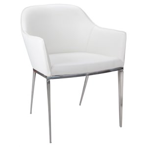 Sunpan Stanis 18.5&quot Contemporary Faux Leather Dining Armchair in White