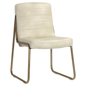 Sunpan Anton 19.5&quot Faux Leather Dining Chair in Bravo Cream (Set of 2)