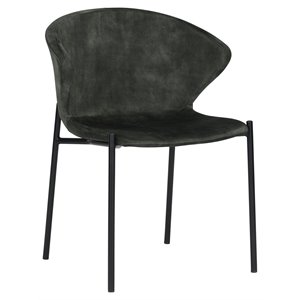 Sunpan Eric 17&quot Modern Fabric Dining Chair in Nono Dark Green (Set of 2)