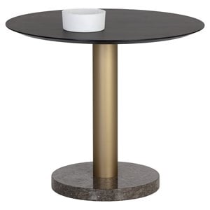 Sunpan Monaco 35.5&quot Contemporary Wood Bistro Table in Gold/Charcoal Gray