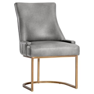 Sunpan Florence 18.5&quot Transitional Faux Leather Dining Chair in Gray (Set of 2)