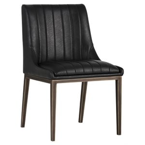 Sunpan Halden 20&quot Faux Leather Dining Chair in Vintage Black (Set of 2)
