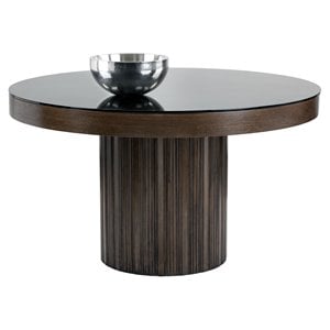 Sunpan Jakarta 51&quot Round Transitional Wood Dining Table in Gold/Brown