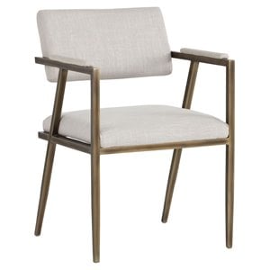 Sunpan Ventouz 19&quot Modern Fabric Dining Armchair in Beige Linen/Rustic Bronze