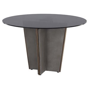 Sunpan Paros 48&quot Round Modern Glass and Concrete Dining Table in Gray