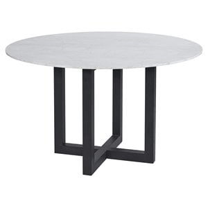 Sunpan Zola 51.25&quot Round Contemporary Marble Dining Table in White