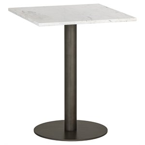 Sunpan Claudia 24&quot Square Modern Marble Bistro Table in White