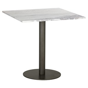 Sunpan Claudia 30&quot Square Modern Marble Bistro Table in White