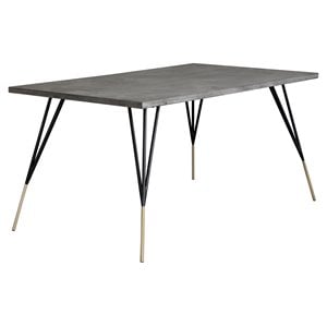 Sunpan Midori 59&quot Rectangular Modern Metal and Concrete Dining Table in Gray