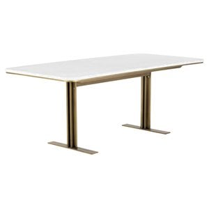 Sunpan Ambrosia 79&quot Rectangular Contemporary Marble Dining Table in White