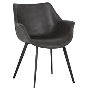 Sunpan Mason 18&quot Modern Faux Leather Dining Armchair in Town Gray