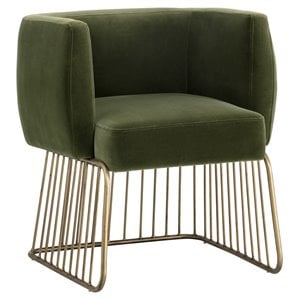 Sunpan Gala 19.5&quot Modern Fabric Dining Armchair in Forest Green