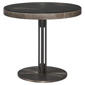 Sunpan Terry 35.5&quot Round Modern Aluminum Bistro Table in Gray