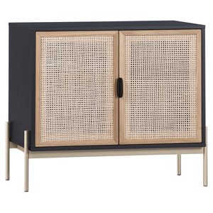 Sunpan Avida 37.5&quot Modern Wood MDF and Iron Sideboard in Black