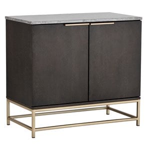 Sunpan Rebel 35.5&quot Contemporary Wood Small Sideboard in Gold/Charcoal Gray