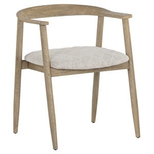 Sunpan Jeremy 19.25&quot Modern Fabric Dining Armchair in Weathered Oak/Dove Cream
