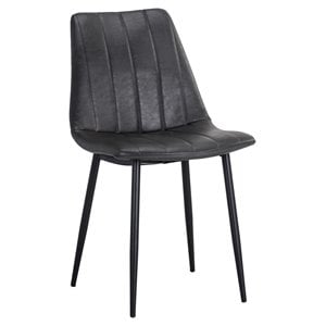 Sunpan Drew 18&quot Modern Faux Leather Dining Chair in Black-Gray (Set of 2)
