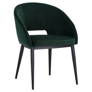 Sunpan Thatcher 18&quot Modern Fabric Dining Armchair in Black/Deep Green Sky
