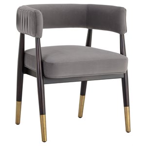 Sunpan Callem 19.5&quot Modern Fabric and Wood Dining Armchair in Antonio Charcoal