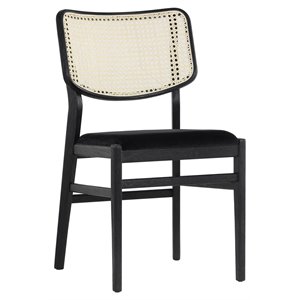 Sunpan Annex 18.75&quot Modern Fabric Dining Chair in Black-Velvet Black (Set of 2)