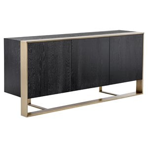 Sunpan Dalton 70.75&quot Modern Wood Sideboard in Antique Brass/Black