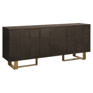 Sunpan Lars 79&quot Modern Wood and Iron Sideboard in Brown/Antique Brass
