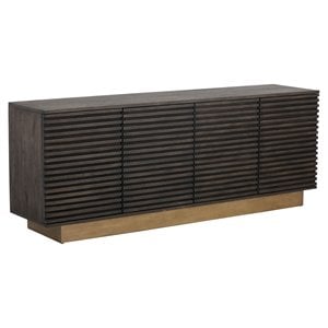 Sunpan Paris 78.75&quot Modern Wood and Steel Sideboard in Brown/Antique Brass