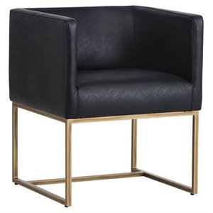 Sunpan Kwan 20.5&quot Modern Faux Leather Lounge Chair in Vintage Black