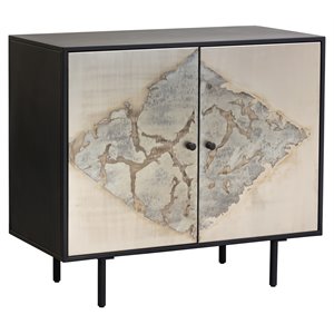 Sunpan Arlington 37&quot Modern Metal Small Sideboard with Iron Frame in Black