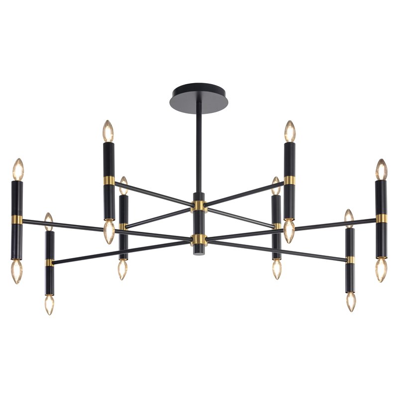 Sunpan Briggs 16-light Modern Metal Chandelier with Bronze Hardware in Black