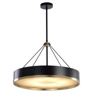 Sunpan Dudley 23.5&quot 6-light Modern Metal Chandelier with A Disc Shade in Black