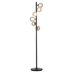 Sunpan Misty 13&quot 6-light Modern Glass and Iron Floor Lamp in Black/Clear
